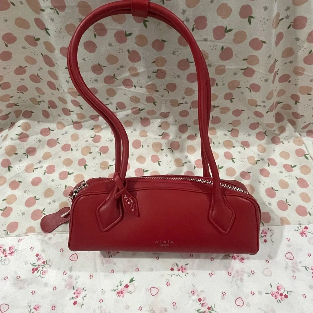 Alaïa Red Leather Barrel Shoulder Bag